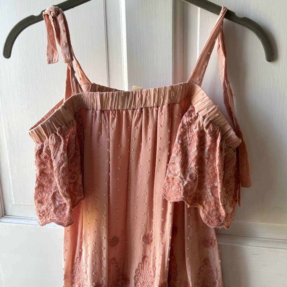 Soft Pink Embroidered Off Shoulder Blouse